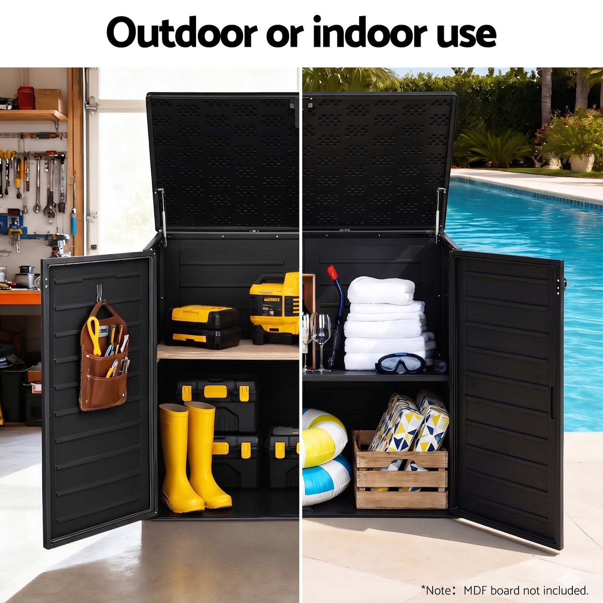 Gardeon Outdoor Storage Box 1170L Container Lockable Cabinet Tool Organizer Shed Black