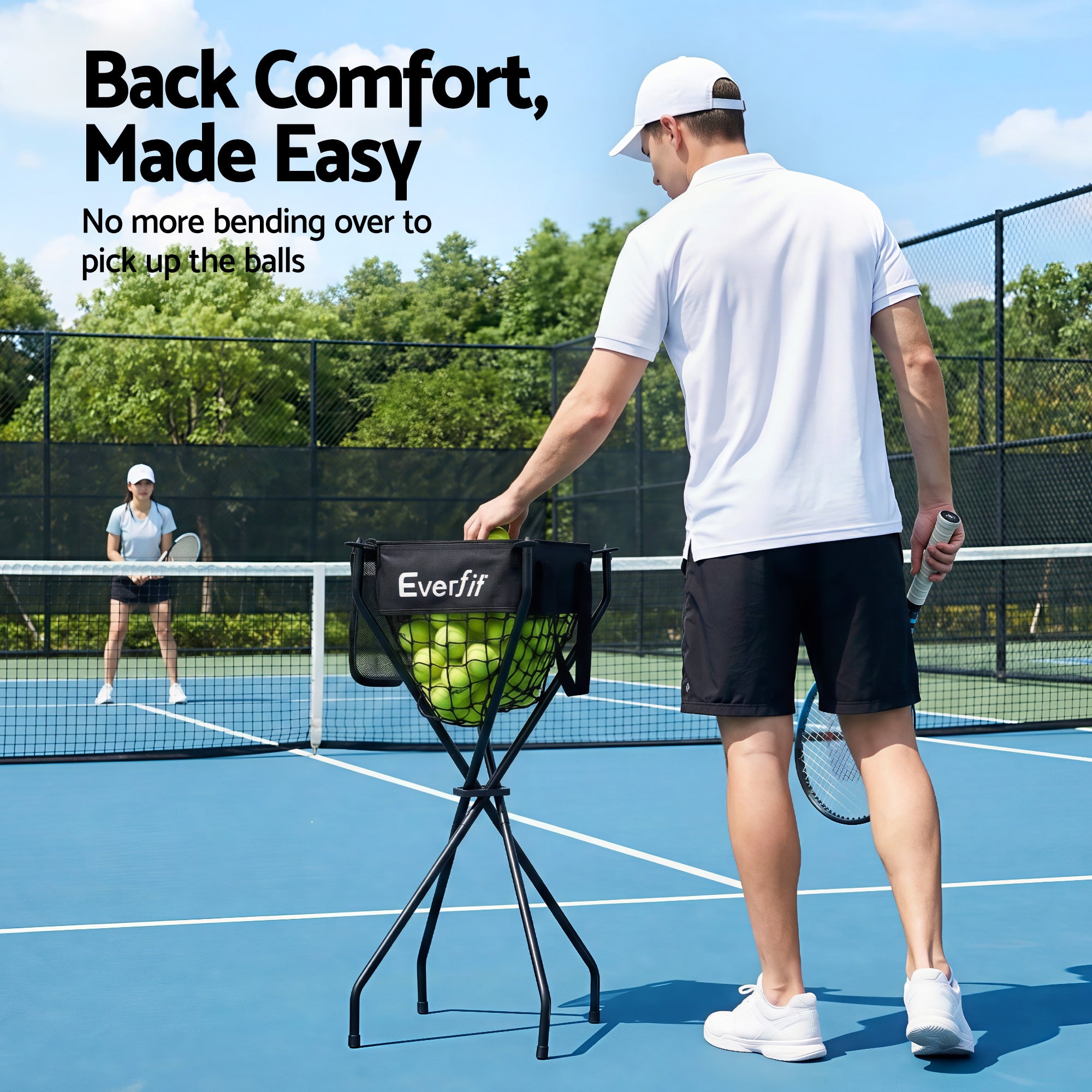 Everfit Portable Ball Cart Foldable Pickleball Tennis Baseball Softball