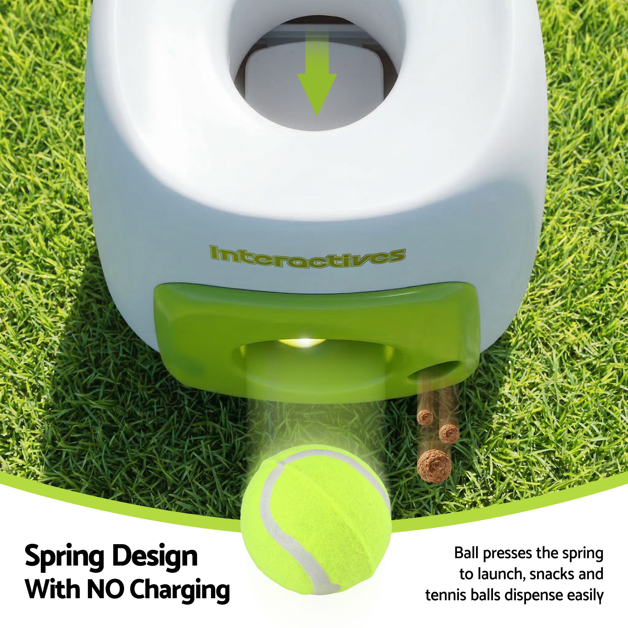 i.Pet 2-in-1 Dog Ball Launcher & Treat Dispenser with 2 Balls Green