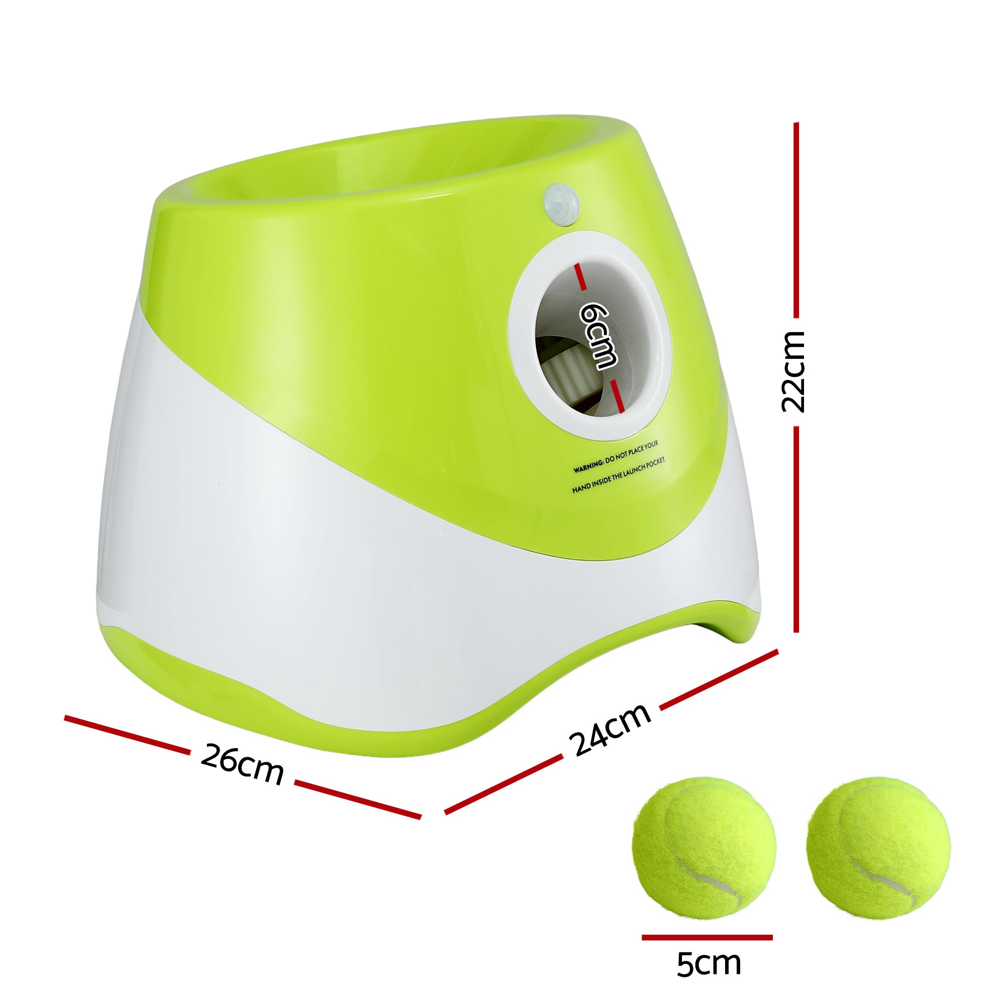 i.Pet Dog Ball Launcher Thrower with 6 Balls & 3/6/9m Launch Distances Green