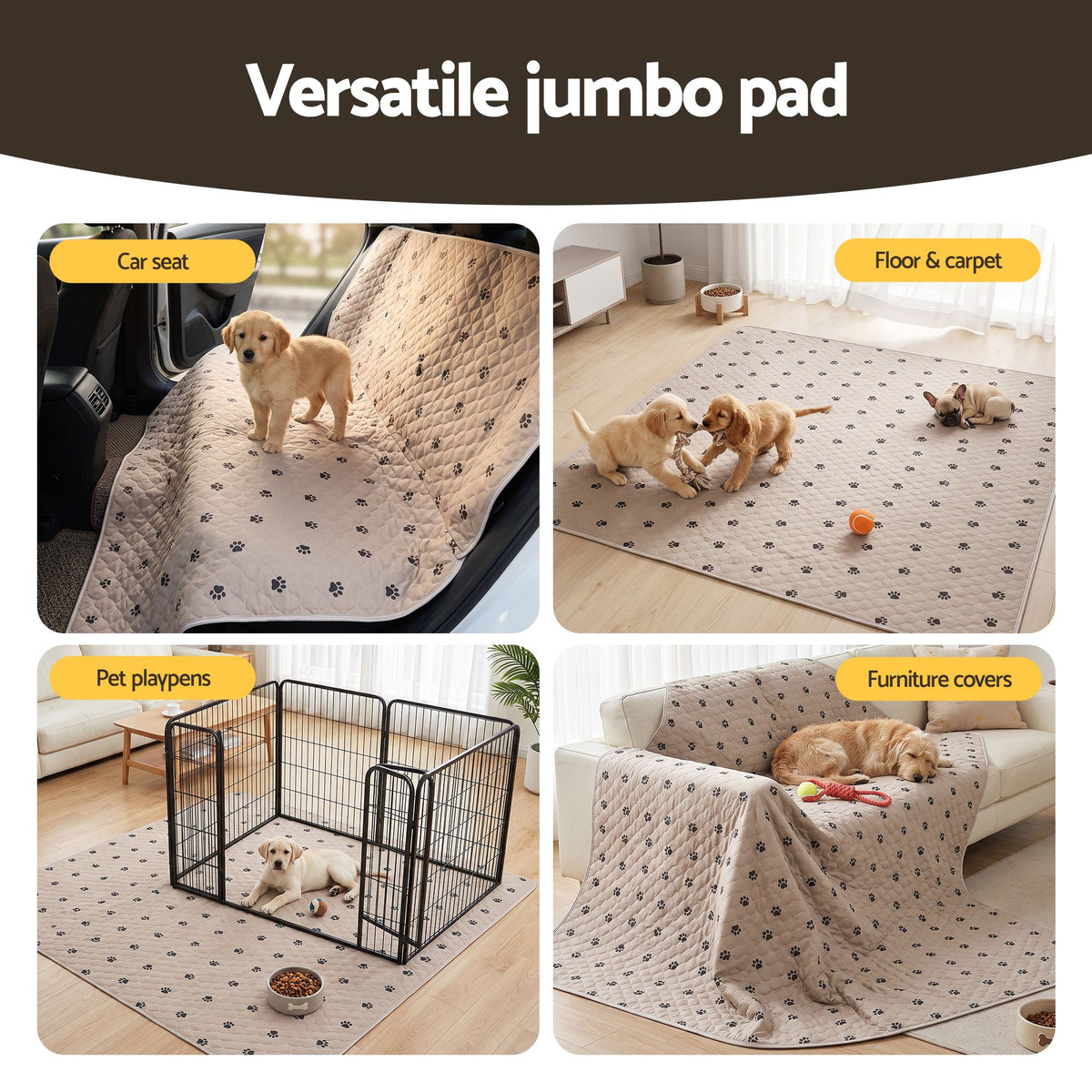 i.Pet Pet Training Pads Washable Dog Pee Pads Puppy Toilet Mat 183x183cm