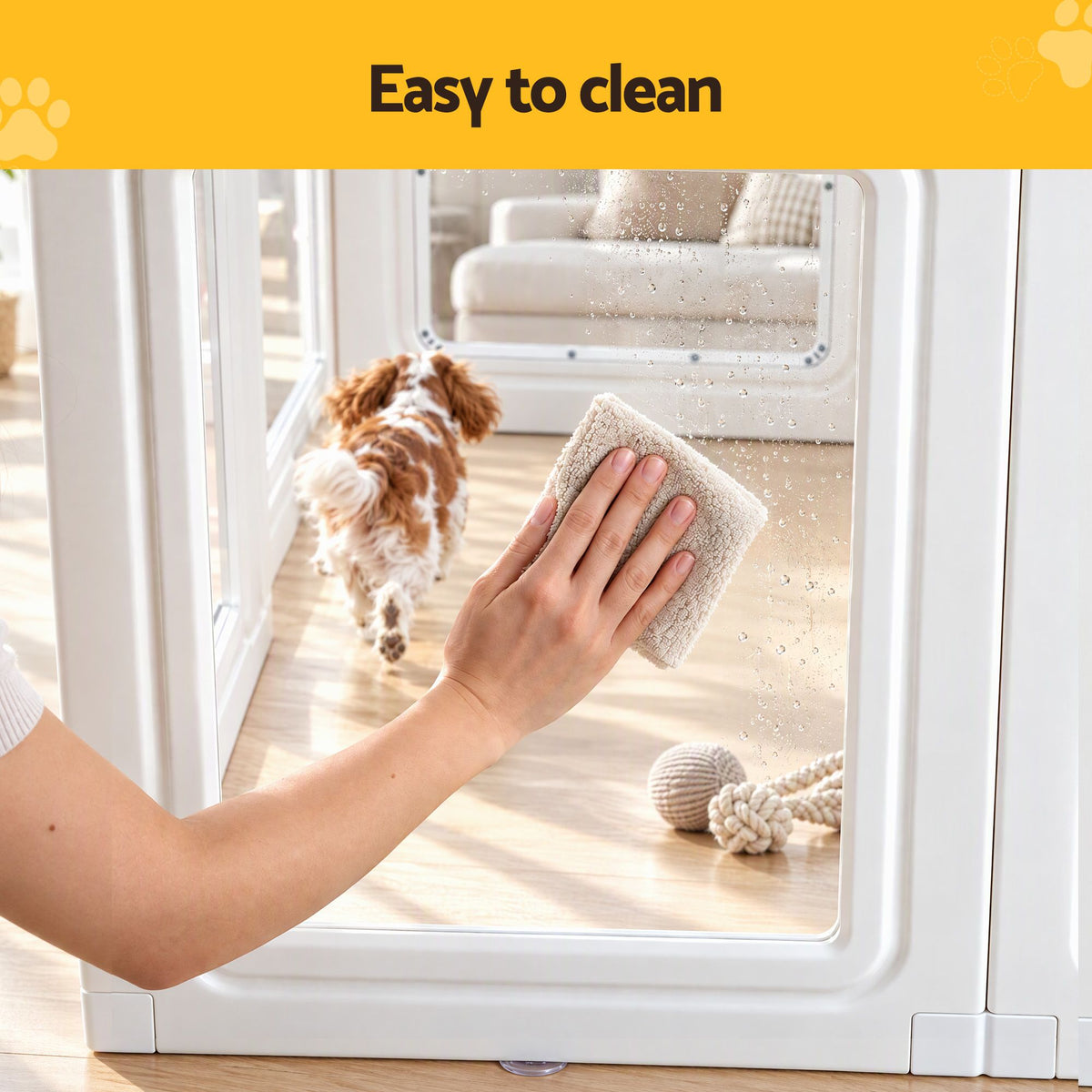 i.Pet Dog Pet Playpen 10 Panels Clear PET Plastic 152x100x57cm for Puppy Exercise