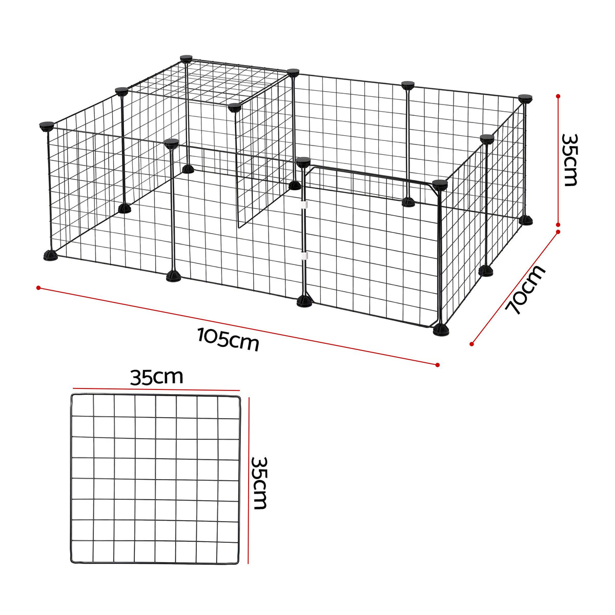 i.Pet Dog Playpen 12 Panels Pet Playpen 35x35cm Iron DIY Enclosure for Small Animals