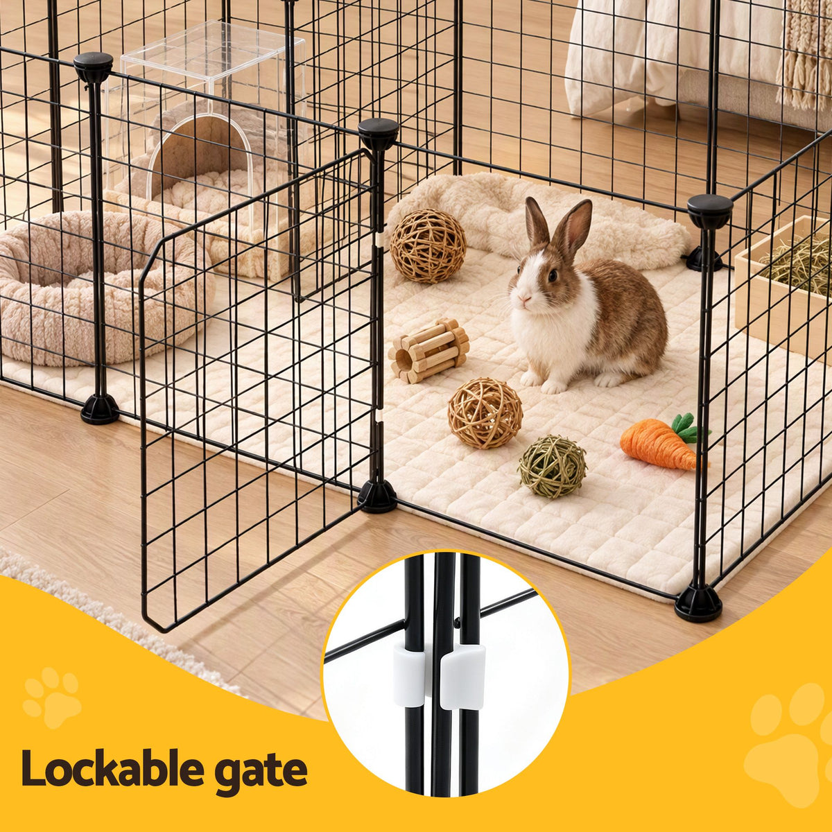 i.Pet Dog Playpen 12 Panels Pet Playpen 35x35cm Iron DIY Enclosure for Small Animals