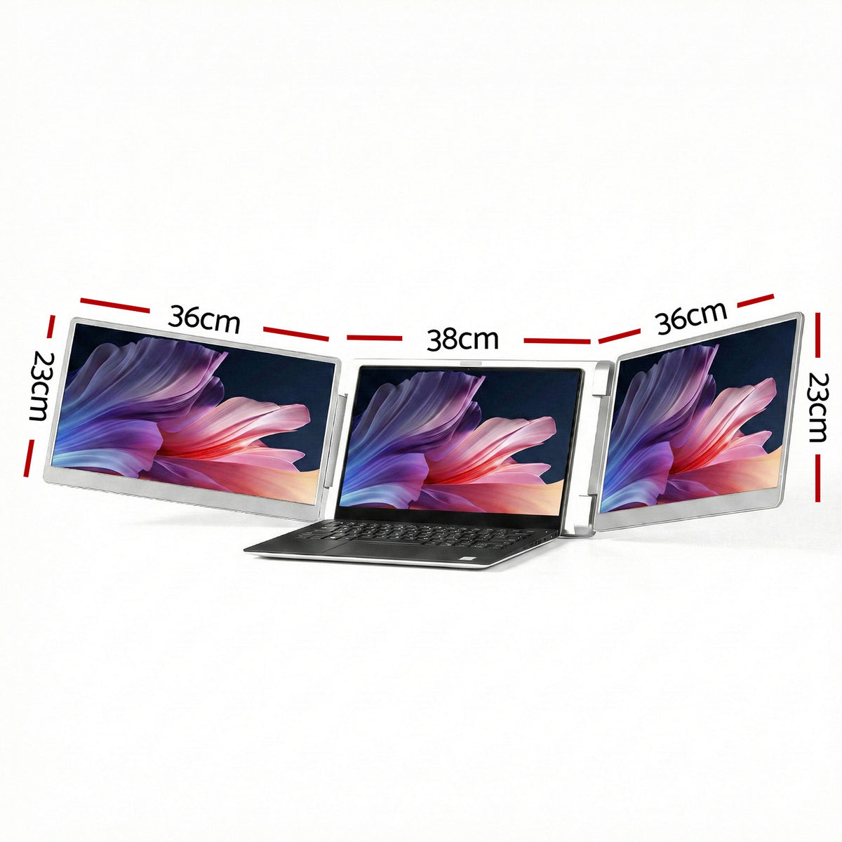 Devanti Triple Portable Monitor Laptop Screen Extender 15.6" Dual Display FHD IPS