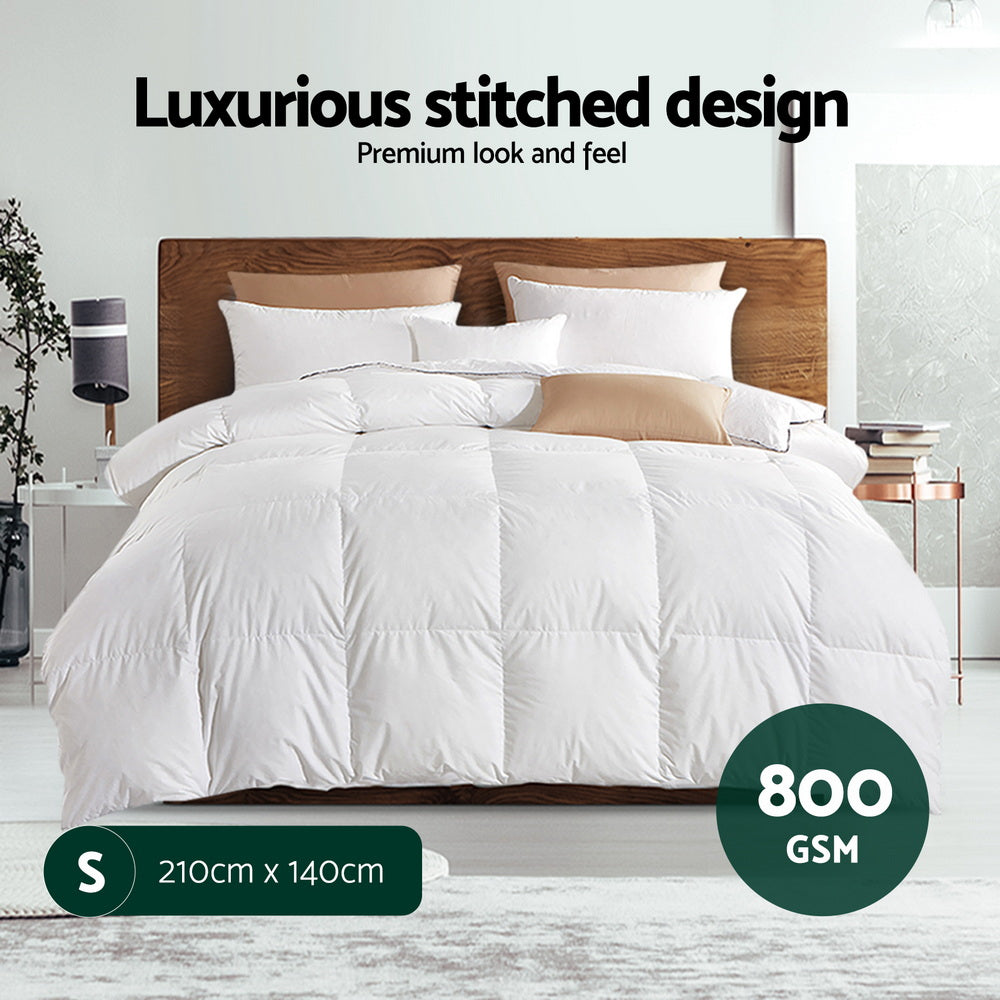 Giselle Bedding 800GSM Goose Down Feather Quilt Winter Blanket Duvet Comforter Single