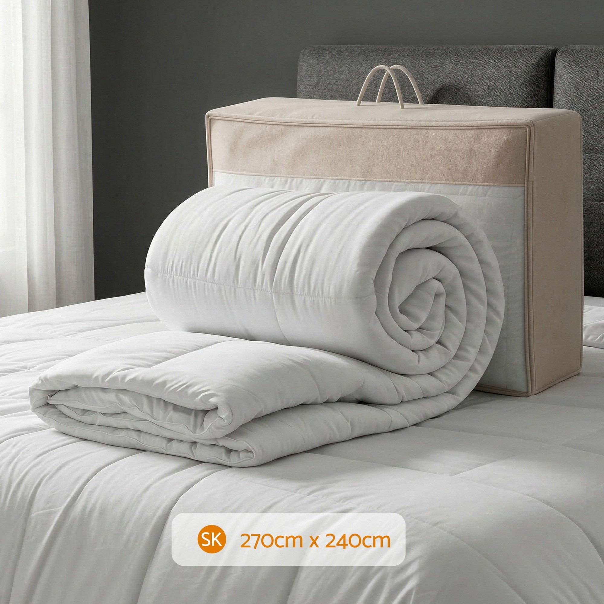 Giselle Bedding Wool Quilt 500GSM Thick Super King Winter Doona Baffle Box Construction 100% Wool Filling