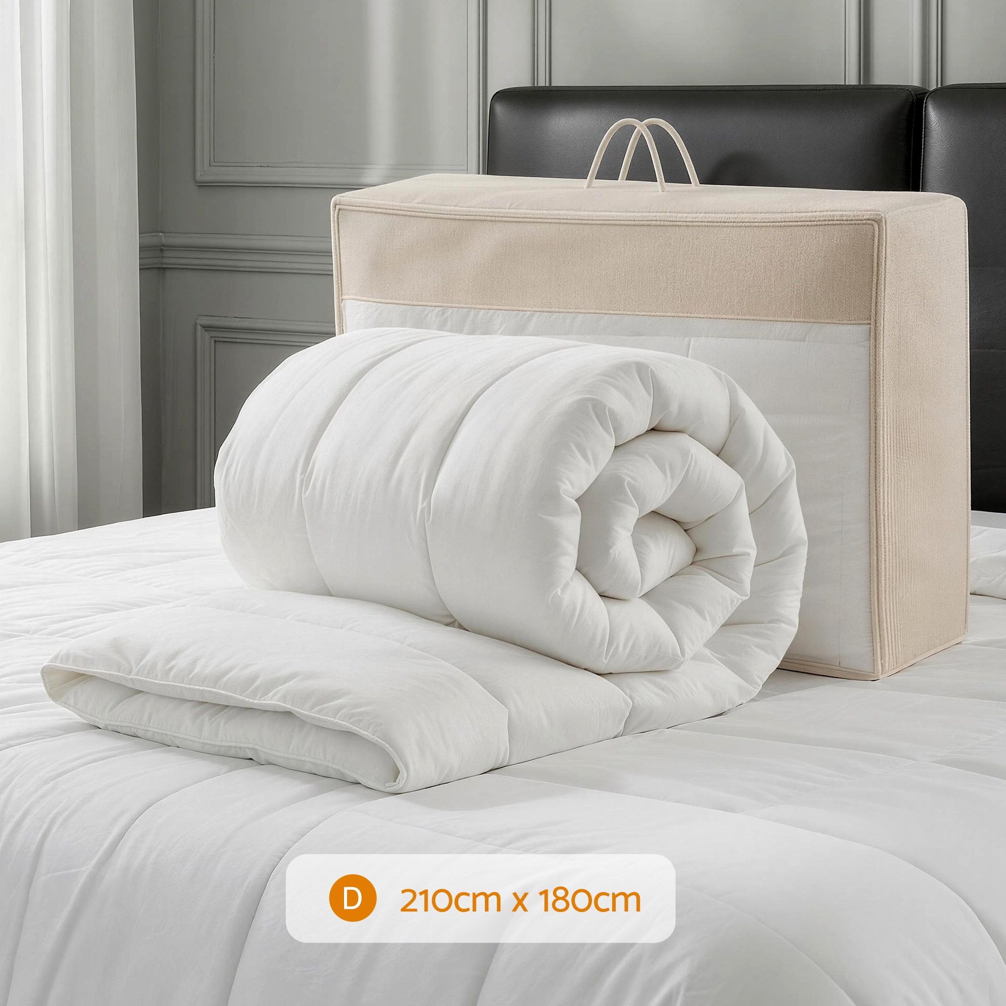 Giselle Bedding Wool Quilt 800GSM Extra Thick Double Winter Doona Baffle Box Construction 100% Wool Filling