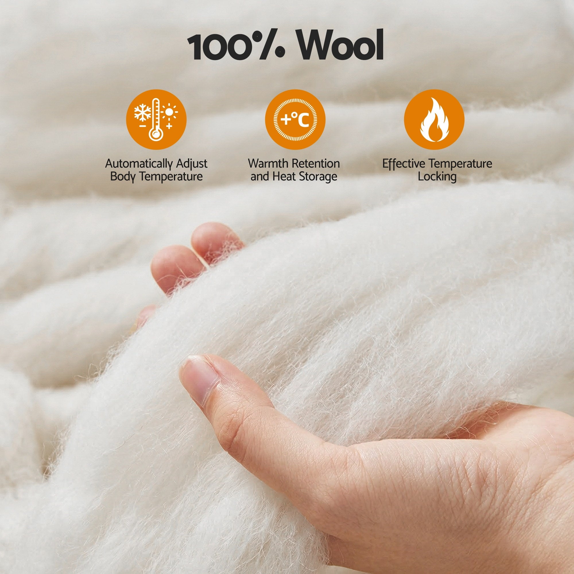 Giselle Bedding Wool Quilt 800GSM Extra Thick Super King Winter Doona Baffle Box Construction 100% Wool Filling