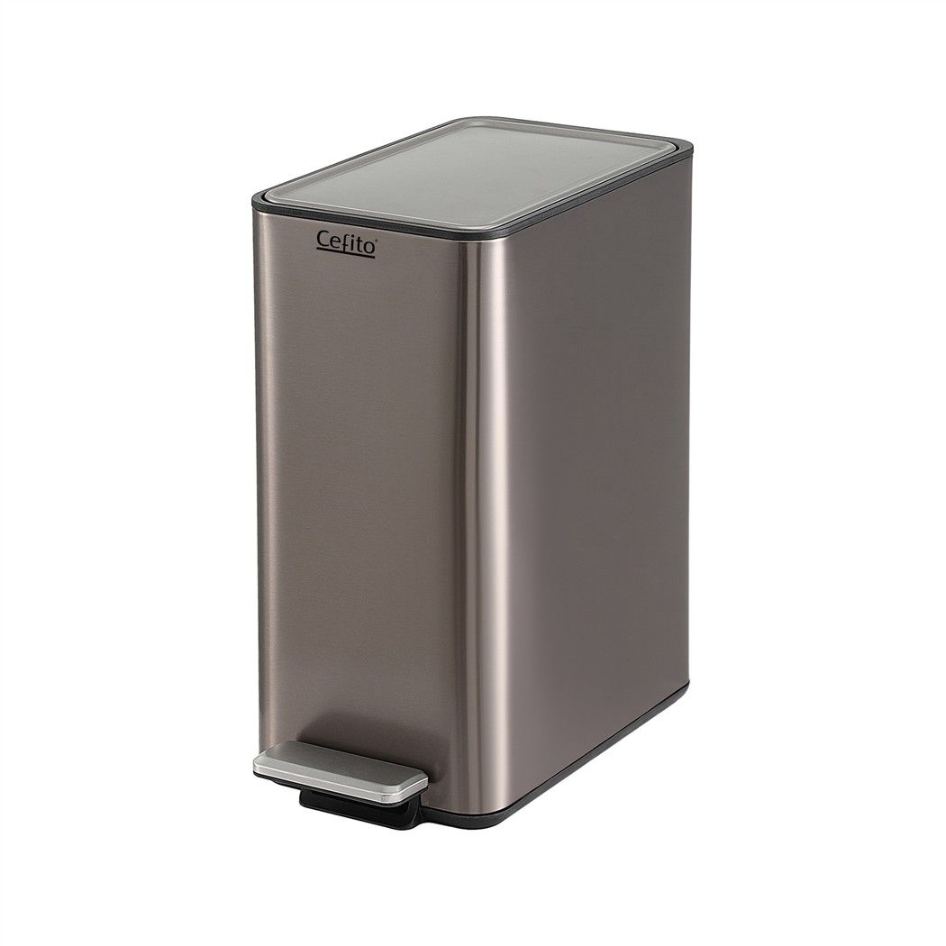 Cefito 15L Pedal Rubbish Bin Slim Carbon Steel Garbage Bin for Home Grey