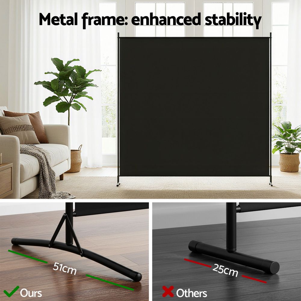 Artiss Room Divider Set of 2 Privacy Screen Fabric Room Separator Partition 175x180cm Black