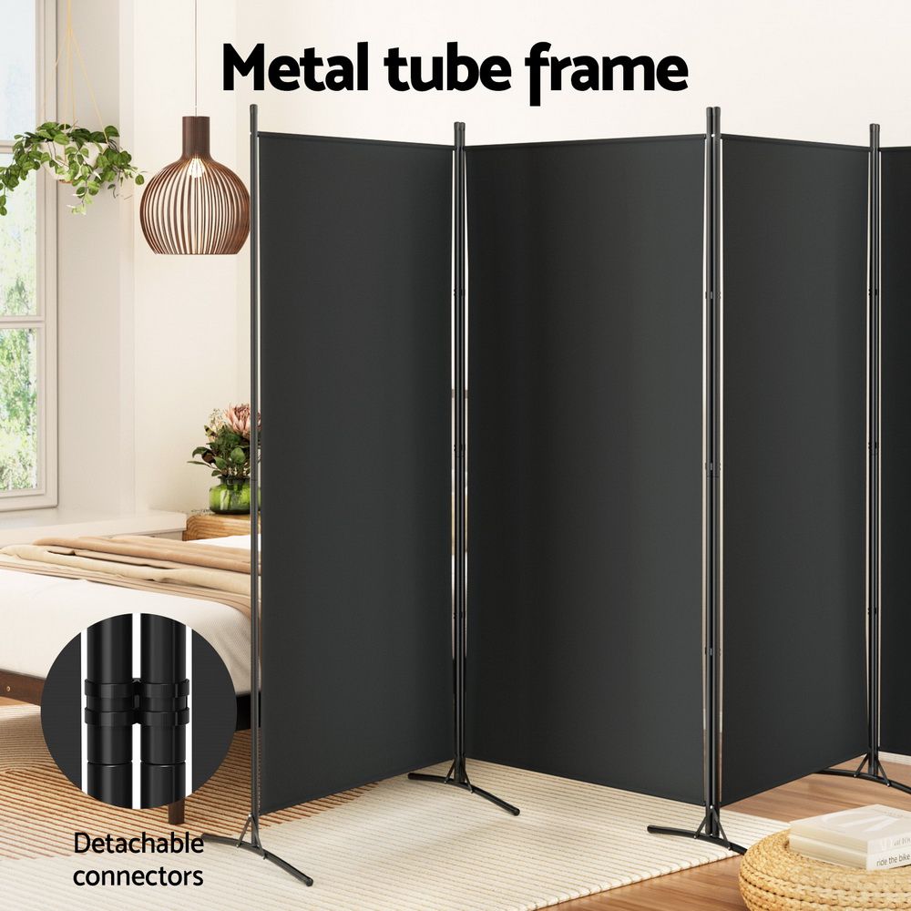 Artiss 4 Panel Room Divider Set of 2 Folding Privacy Screen Fabric Room Separator Partition Black