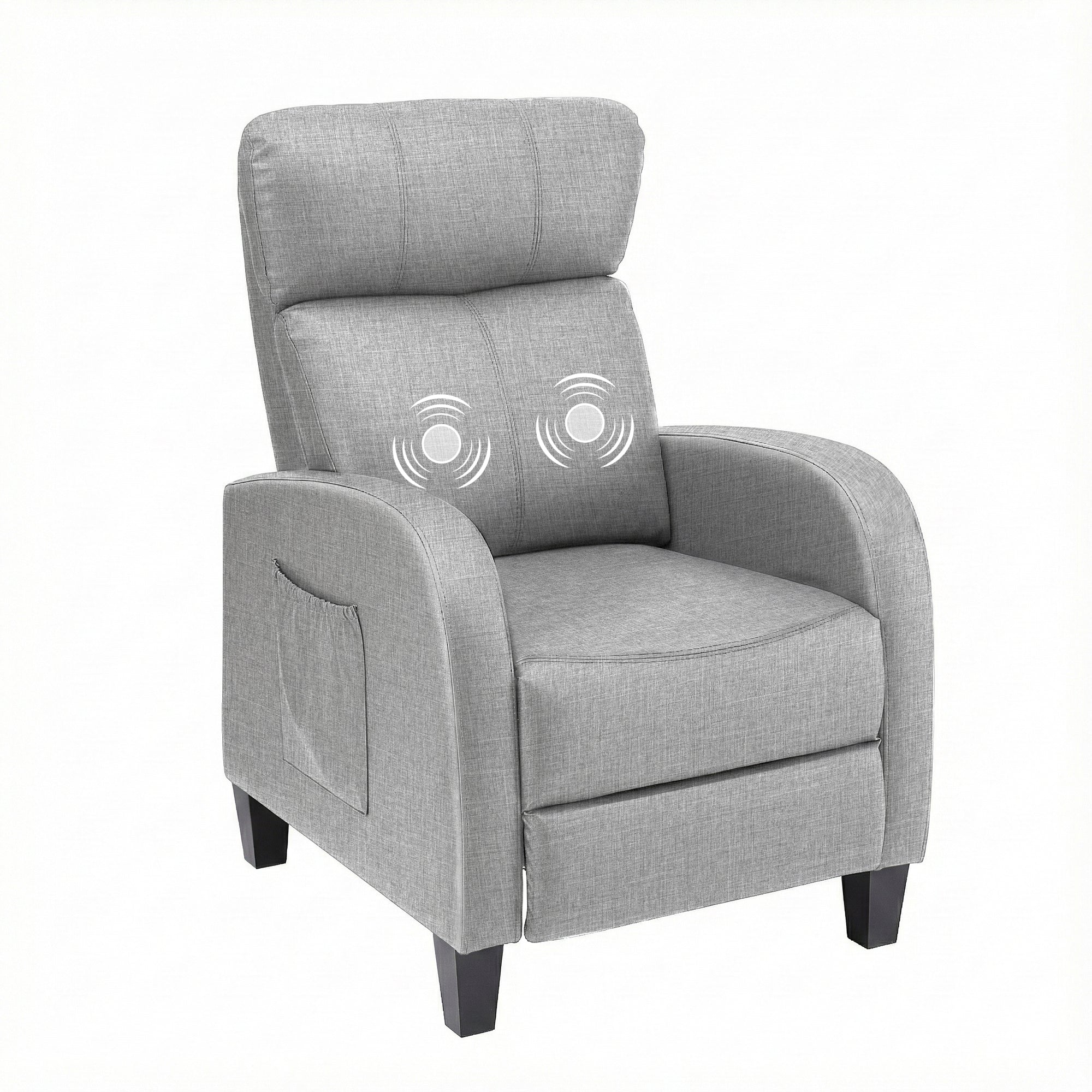 Artiss Massage Recliner Chair Small Recliner Sofa for Adults Fabric Grey