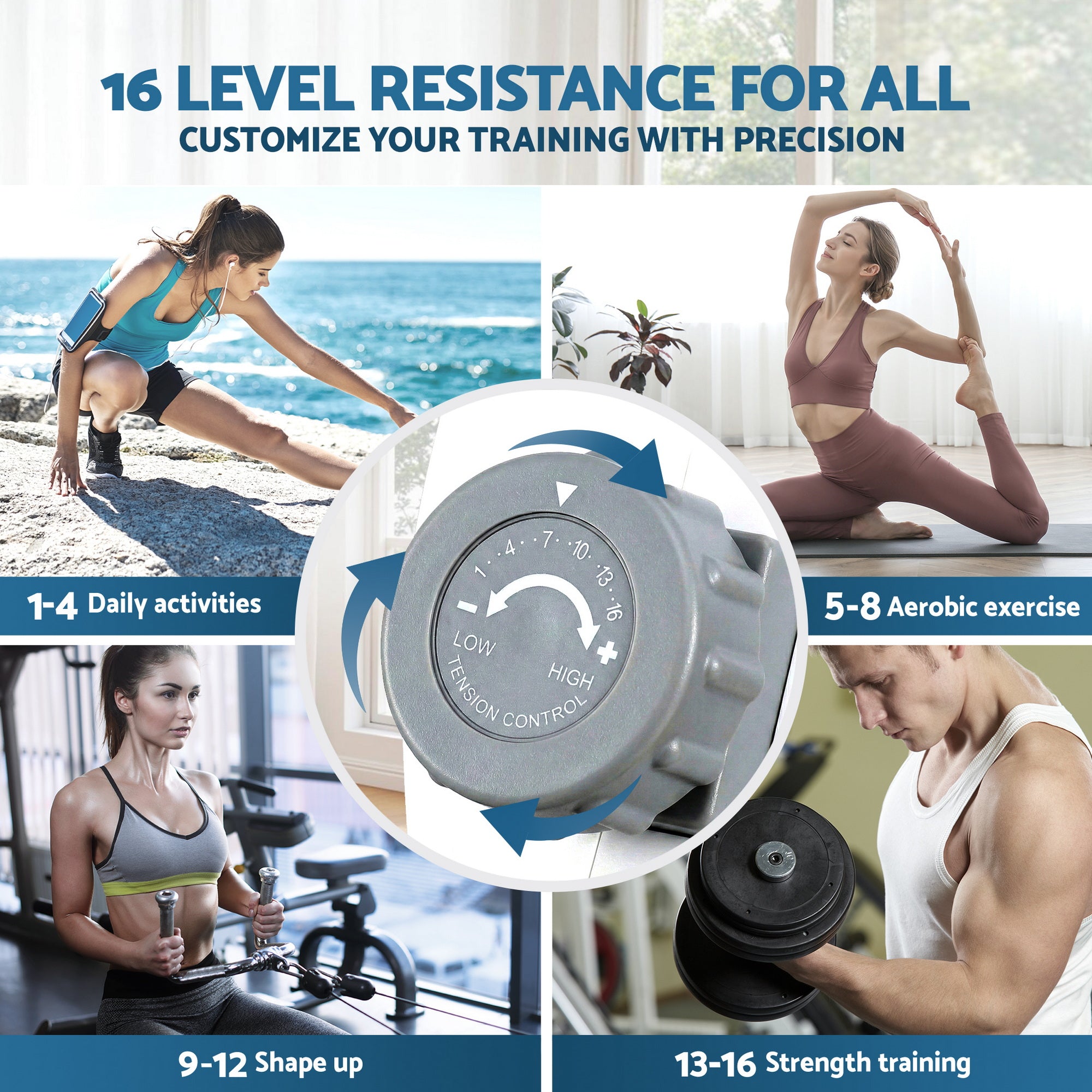 Everfit Rowing Machine for Home Magnetic Rowing Machine App Compatible Quiet Exercise Equipment White