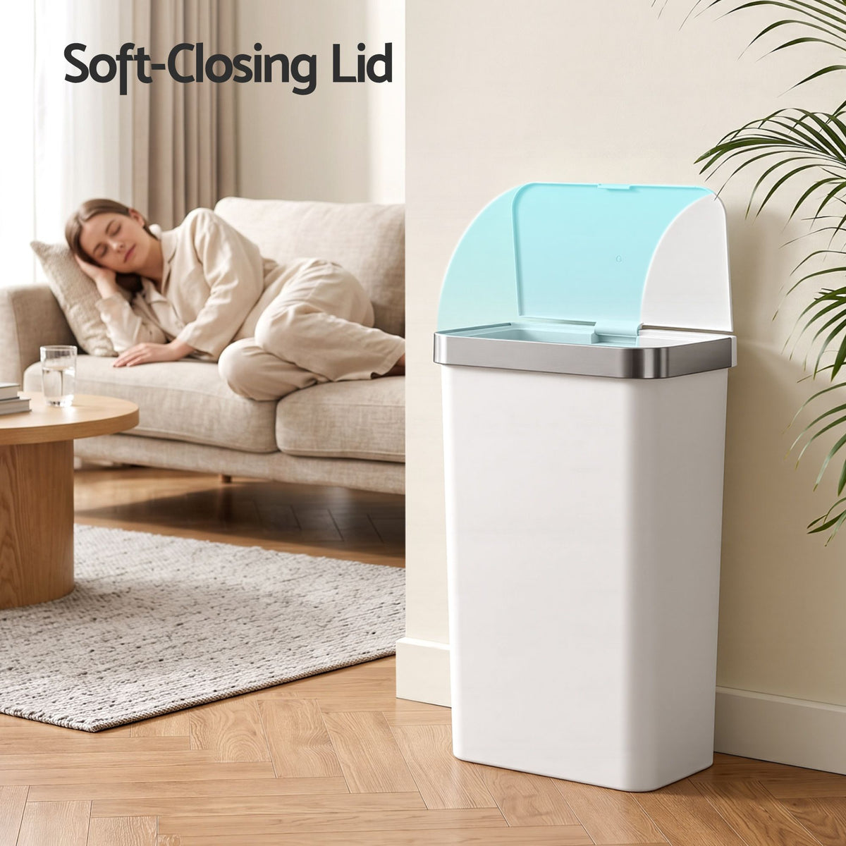 Devanti 50L Motion Sensor Trash Bin Automatic Kitchen Waste Dustbin White