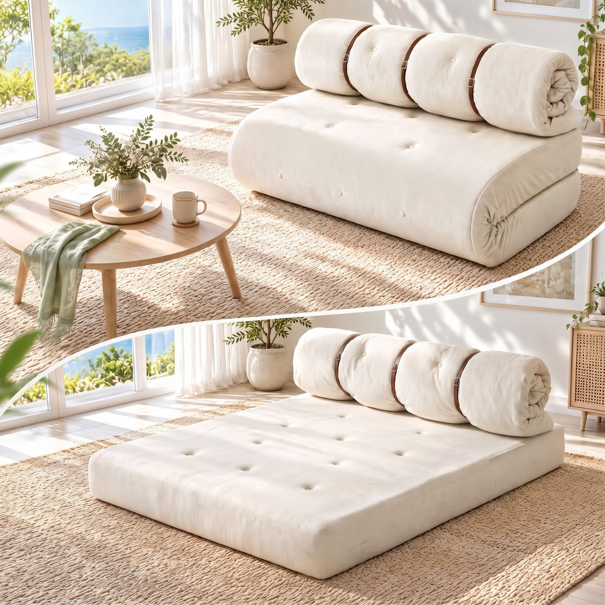 Artiss Convertible Sofa Bed Roll-Up Sleeper Chair Fold Out Couch Floor Lounge