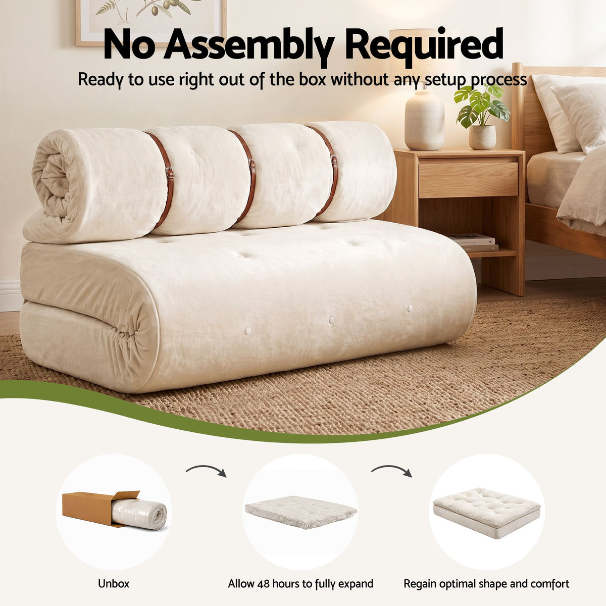 Artiss Convertible Sofa Bed Roll-Up Sleeper Chair Fold Out Couch Floor Lounge