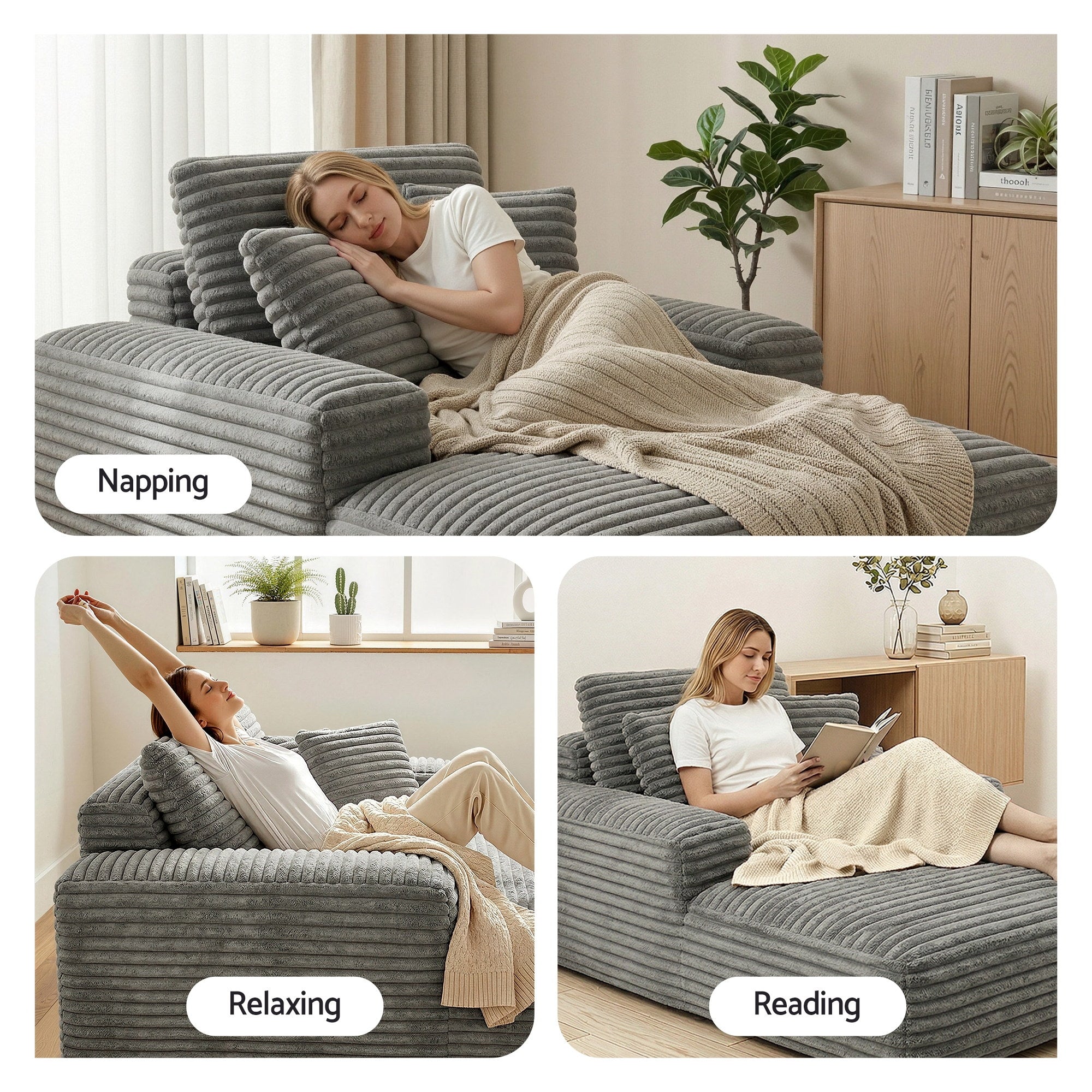 Artiss Sofa Bed Lounge Chair Recliner Couch Reading Chairs Sleeper Cloud Sofas