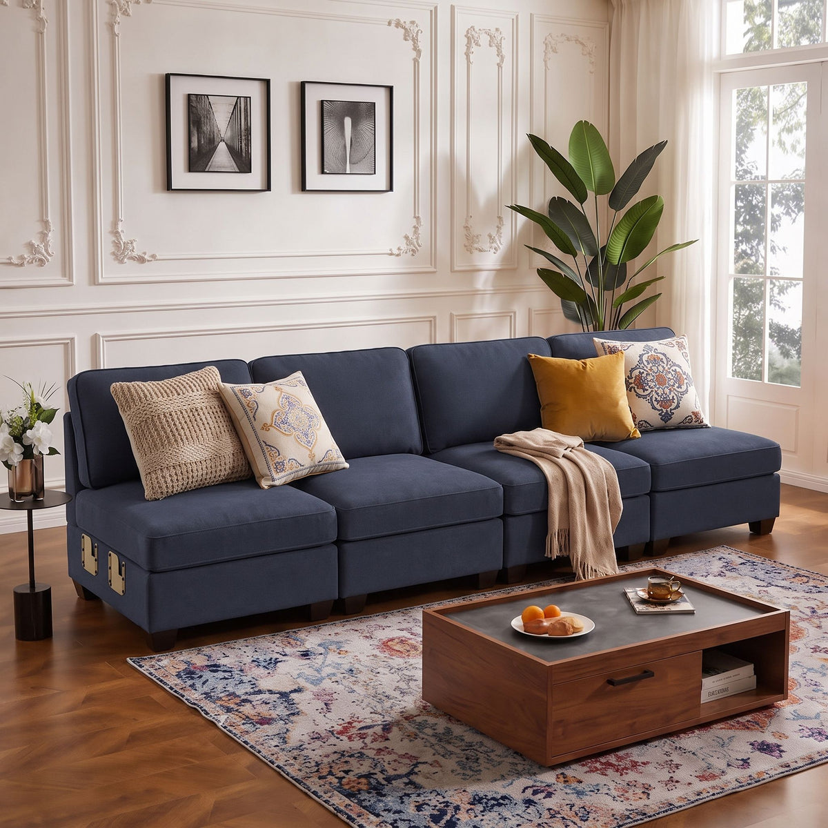 Artiss 4 Seater Modular Sofa Set Sectional Easy Assembly Dark Grey