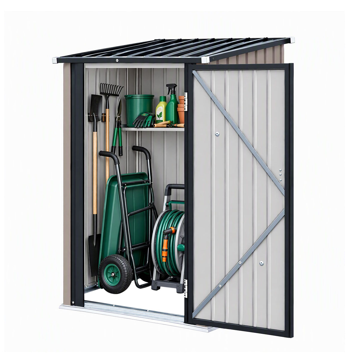 Giantz Garden Shed Outdoor Storage Metal Tool Shed Steel 99x104cm Brown