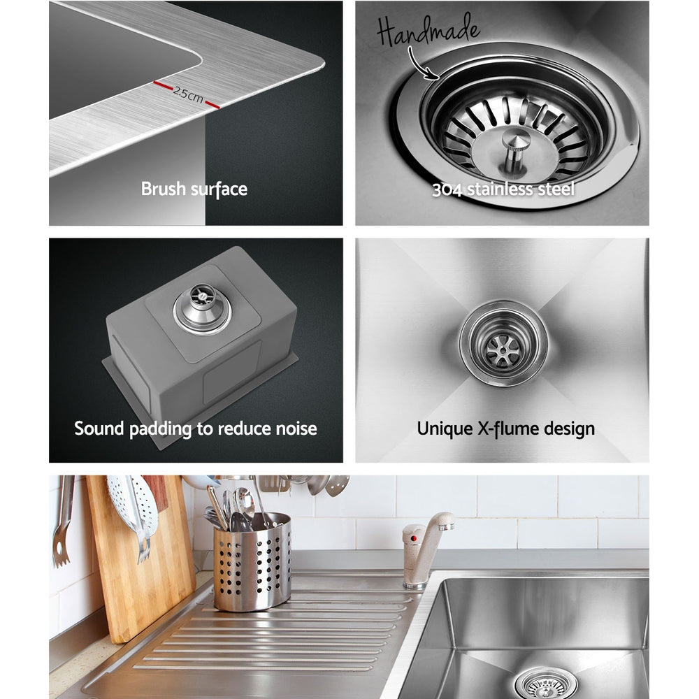 Cefito 30cm x 45cm Stainless Steel Kitchen Sink Under/Top/Flush Mount Silver