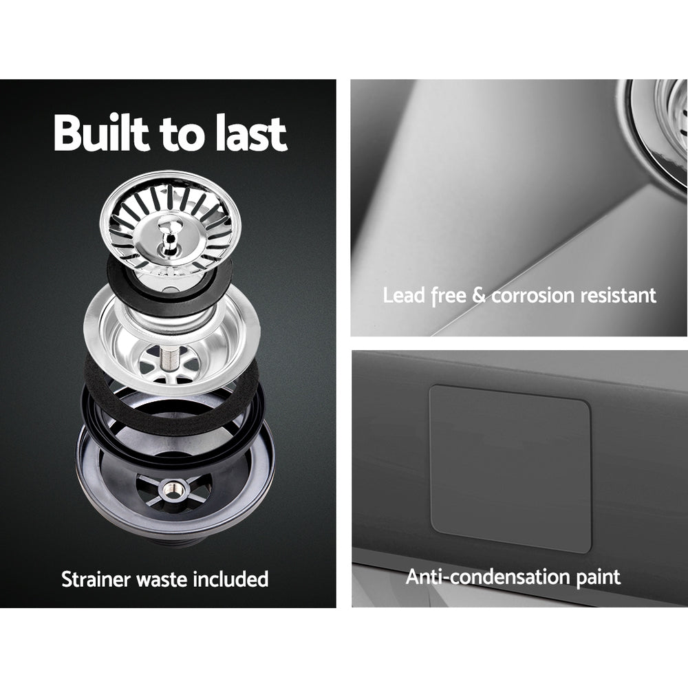 Cefito 44cm x 44cm Stainless Steel Kitchen Sink Under/Top/Flush Mount Silver