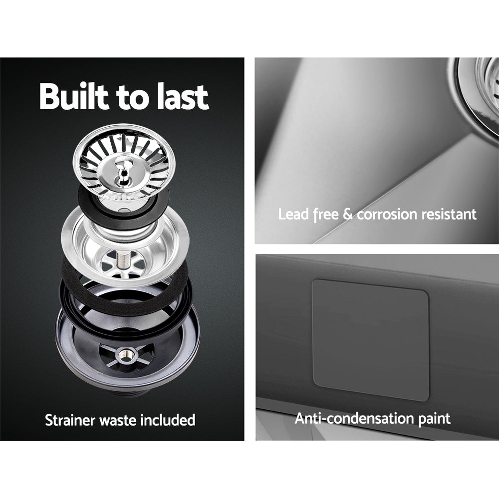 Cefito 51cm x 45cm Stainless Steel Kitchen Sink Under/Top/Flush Mount Silver