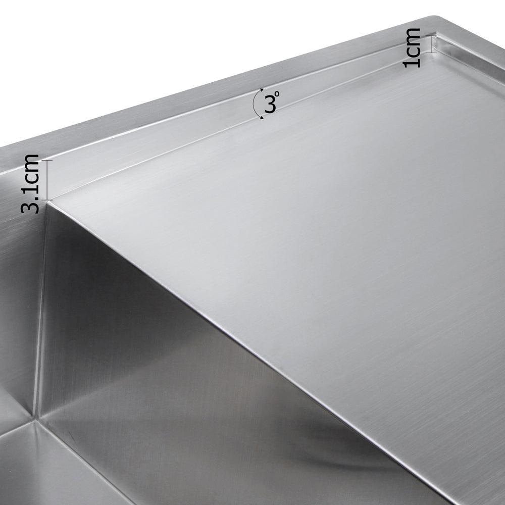 Cefito 87cm x 45cm Stainless Steel Kitchen Sink Under/Top/Flush Mount Silver