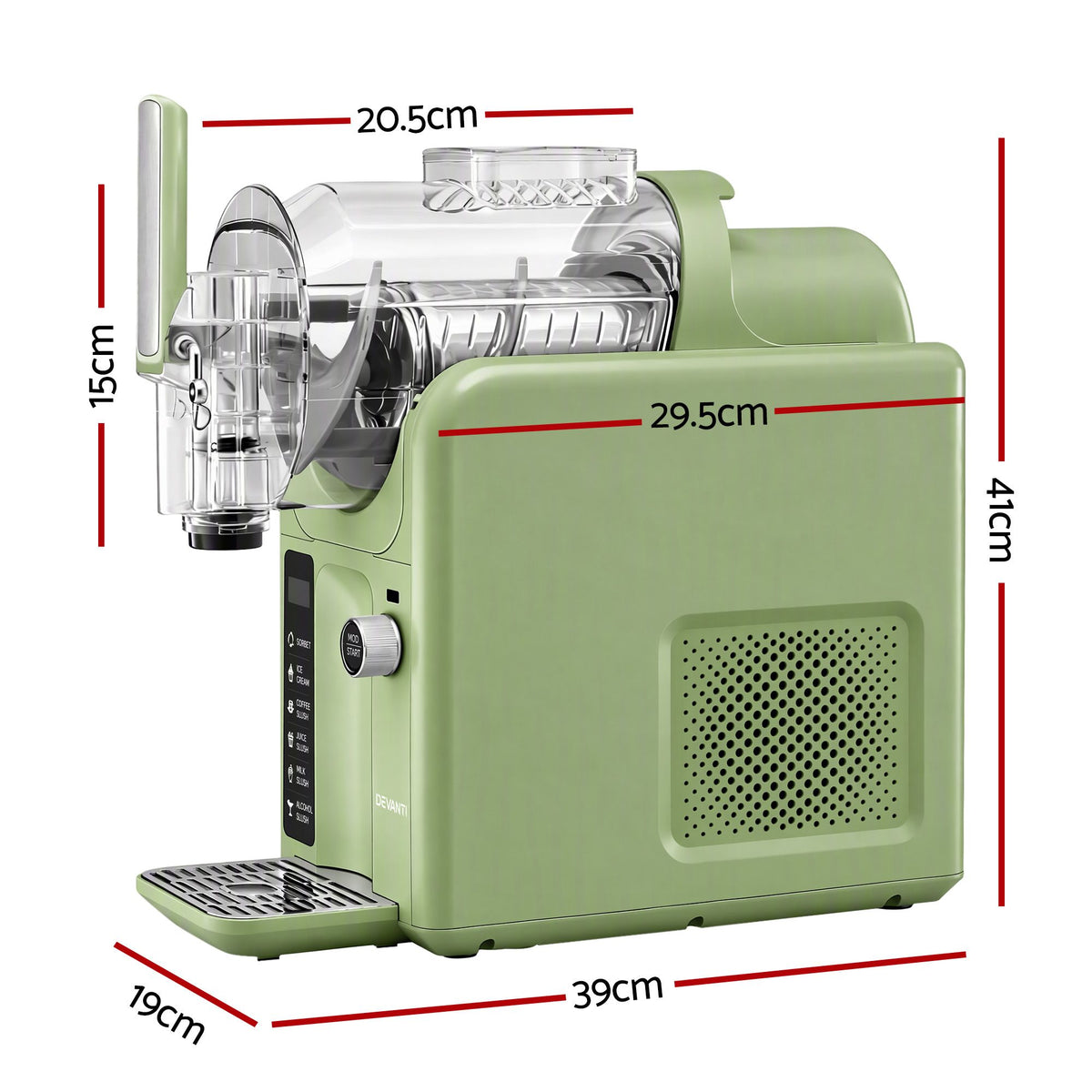Devanti 5in1 Slushie Machine Ice Cream Maker 2L Sage Green