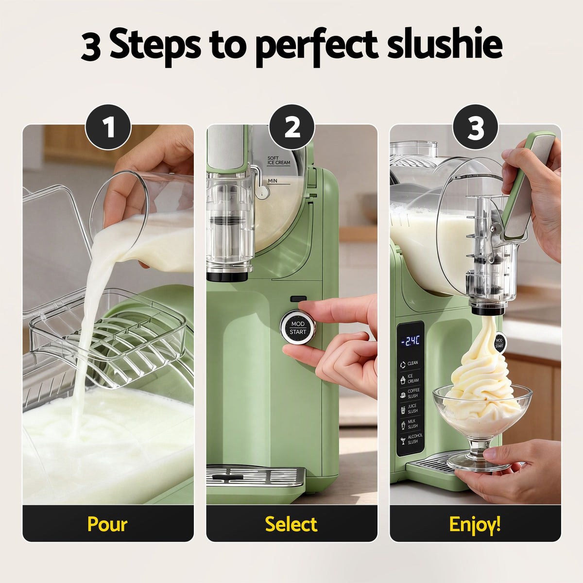 Devanti 5in1 Slushie Machine Ice Cream Maker 2L Sage Green