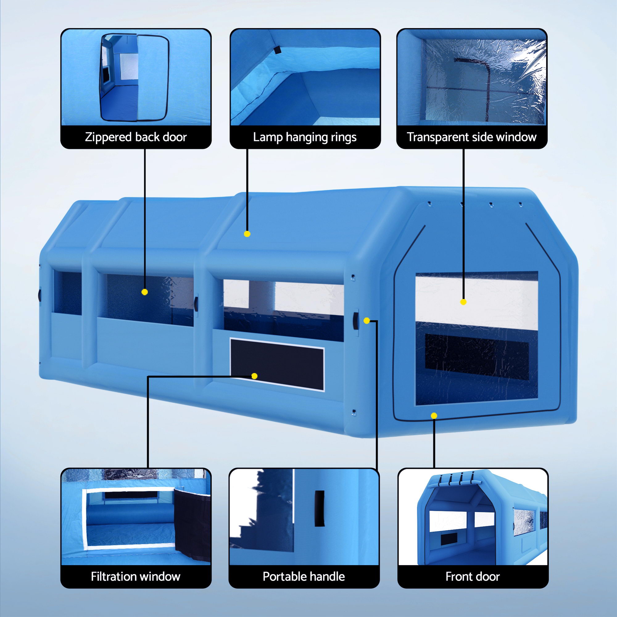 Giantz Inflatable Spray Booth Car Paint Tent 1000X500X350cm 2 Blowers Filter Mobile Garage Workstation