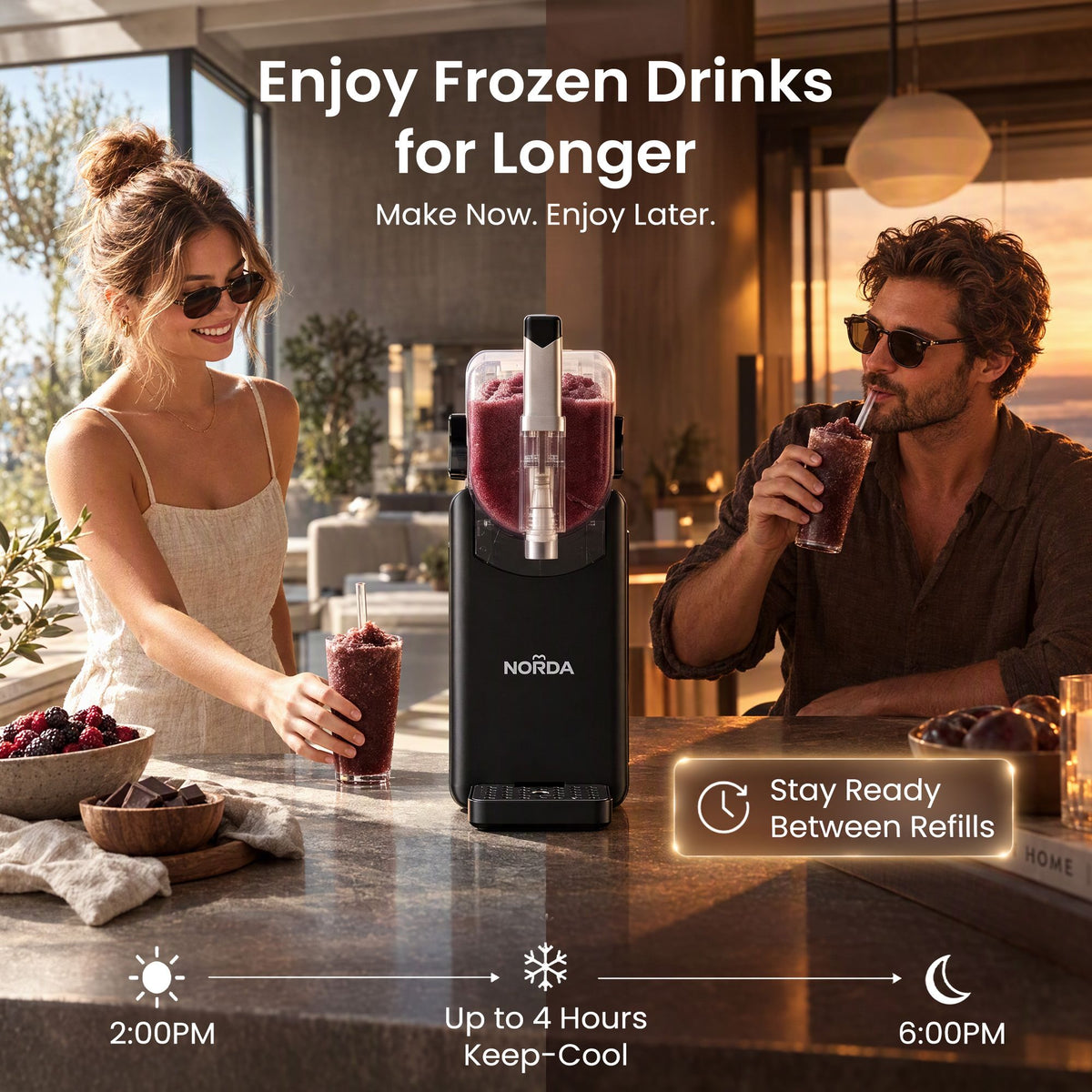 NORDA Slushie Machine 2.2L Frozen Drink Maker Ice Cream Maker Foldable Control Panel Black