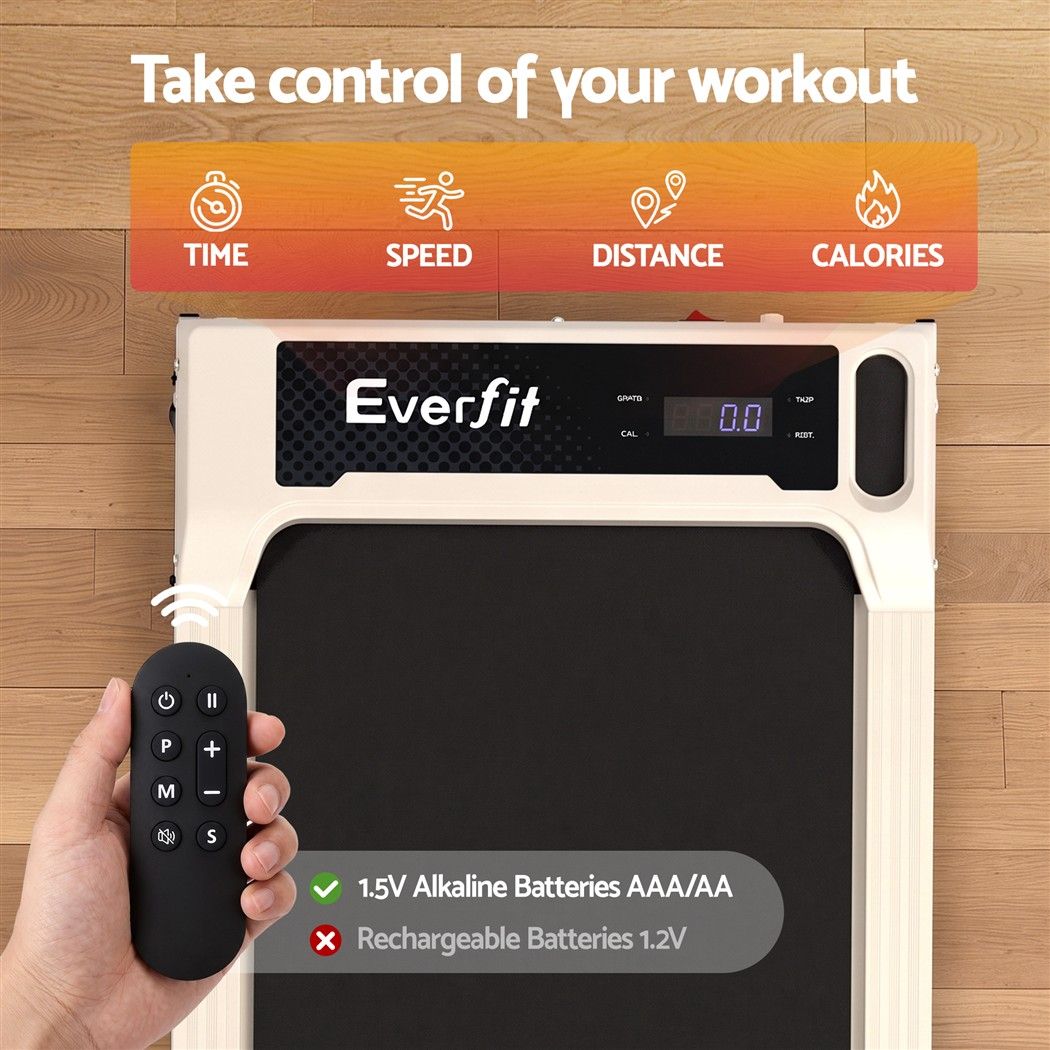 Everfit 3 in 1 Walking Pad Treadmill 12% Incline Under Desk Treadmills for Home Gym 40cmBelt Beige