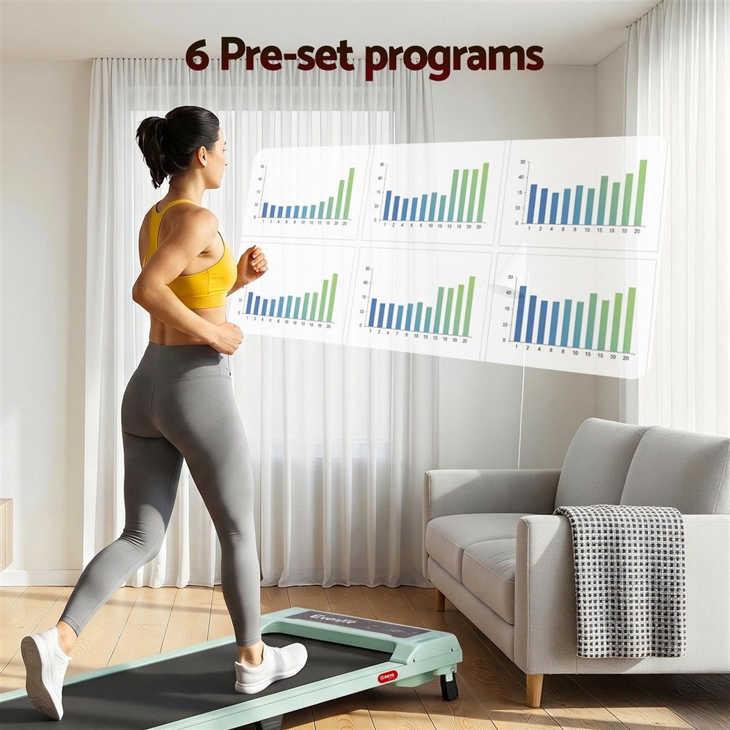Everfit 3 in 1 Walking Pad Treadmill 12% Incline Under Desk Treadmills for Home Gym 40cmBelt Green