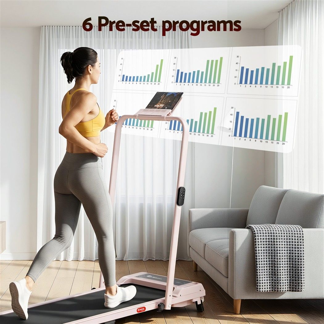 Everfit 3 in 1 Walking Pad Treadmill 12% Incline Foldable Under Desk Treadmills for Home Gym With 40cm Wide Belt Pink