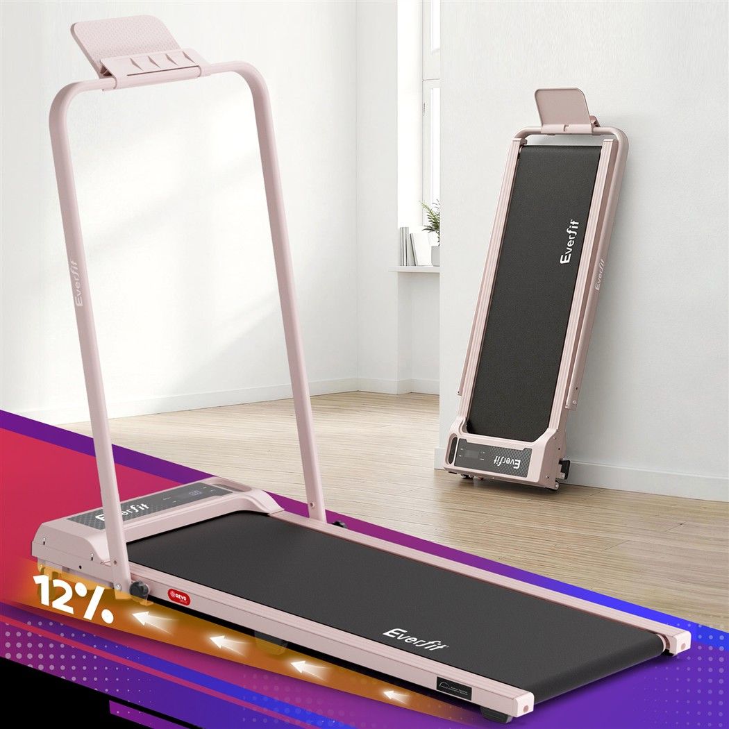 Everfit 3 in 1 Walking Pad Treadmill 12% Incline Foldable Under Desk Treadmills for Home Gym With 40cm Wide Belt Pink