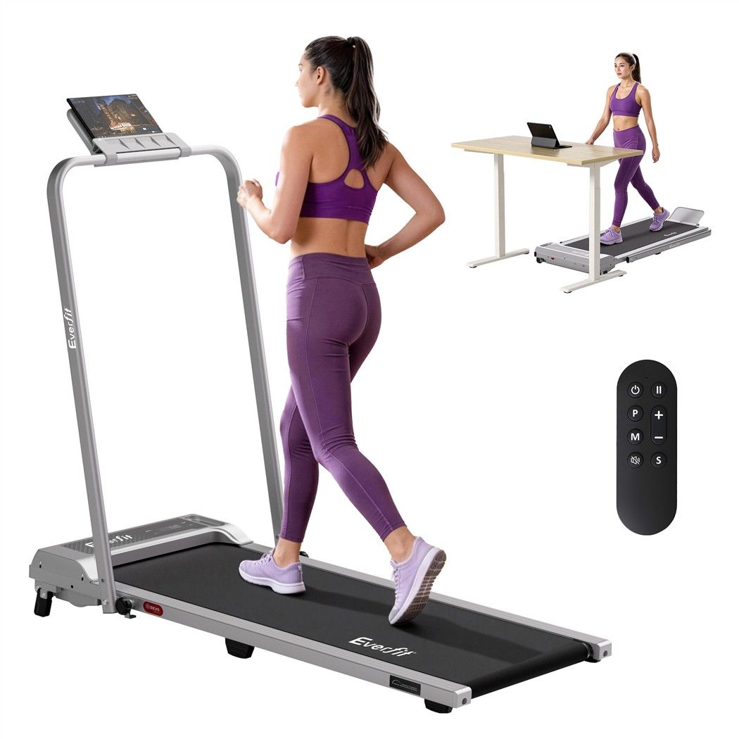 Everfit 3 in 1 Walking Pad Treadmill 12% Incline Foldable Under Desk Treadmills for Home Gym With 40cm Wide Belt Silver