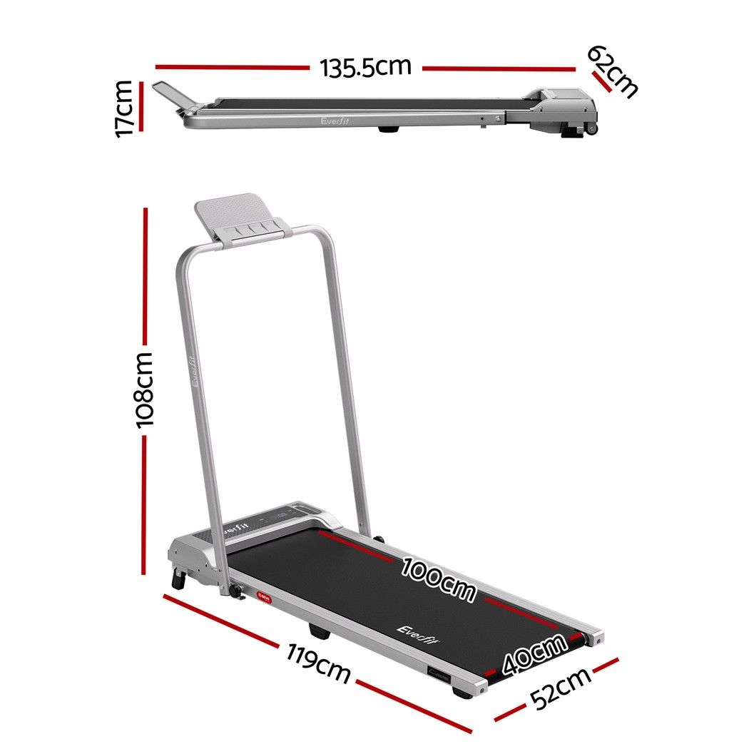 Everfit 3 in 1 Walking Pad Treadmill 12% Incline Foldable Under Desk Treadmills for Home Gym With 40cm Wide Belt Silver