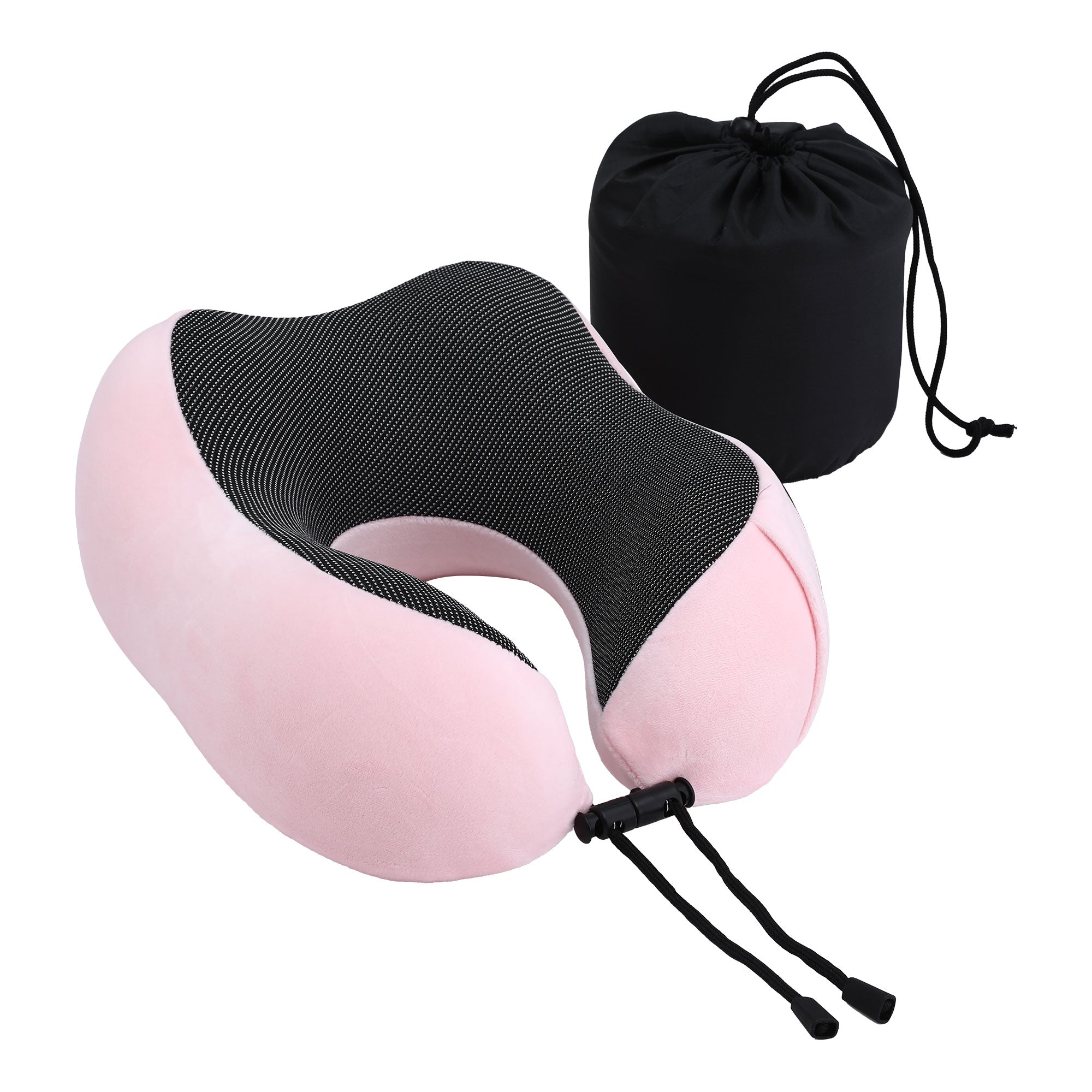 Wanderlite Travel Pillow for Airplanes Memory Foam Neck Pillows for Traveling, Soft & Washable Cover with Storage Bag, Portable Plane Accessories for Airplanes Offices Cars, Pink