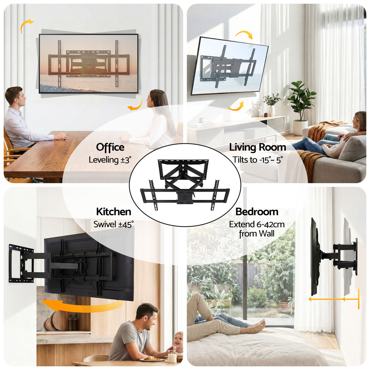Artiss TV Wall Mount Bracket for 37" - 85" TVs Swivel Tilt Extendable Full Motion