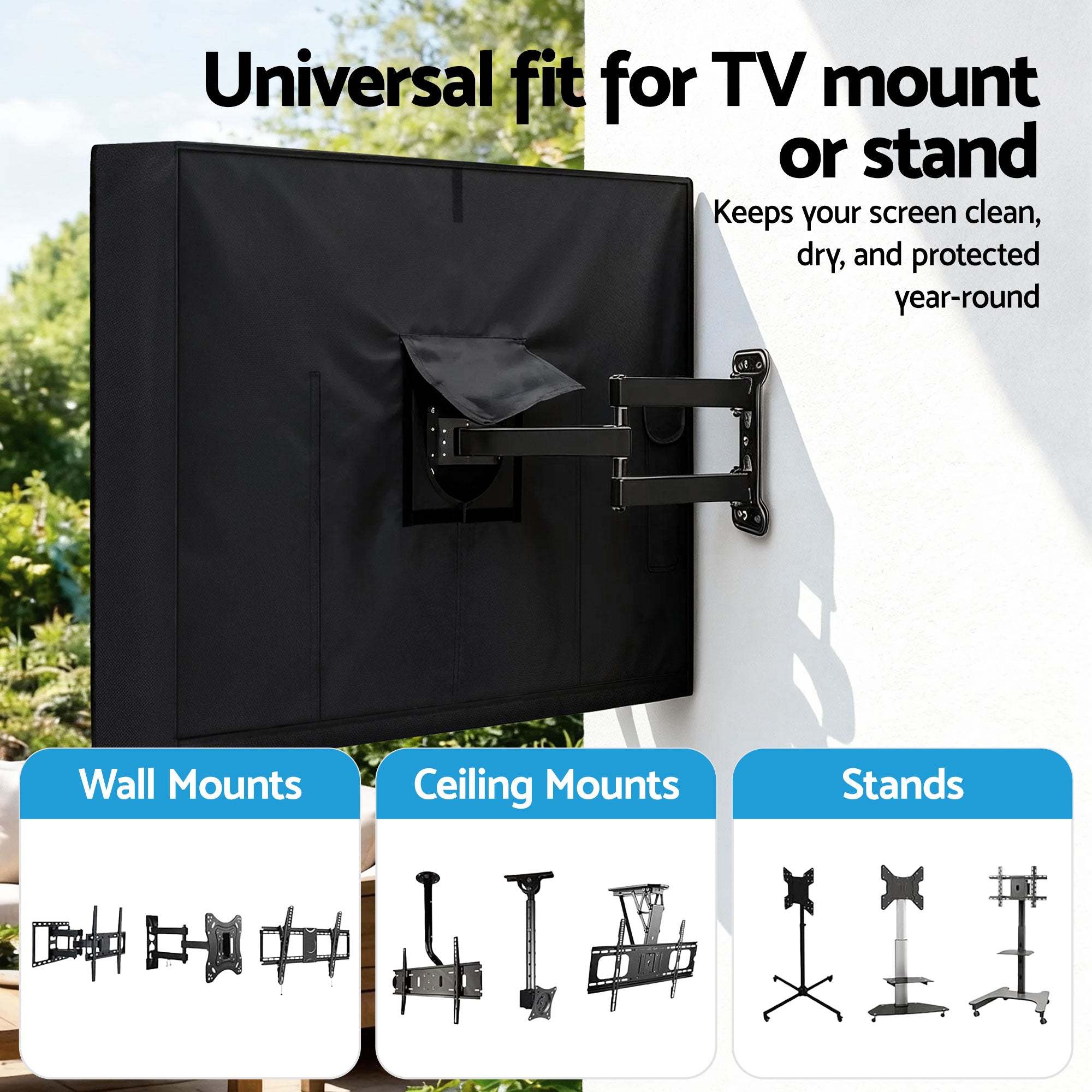 Artiss 55-58 Inch TV Cover Waterproof Outdoor Patio Flat Television Protector