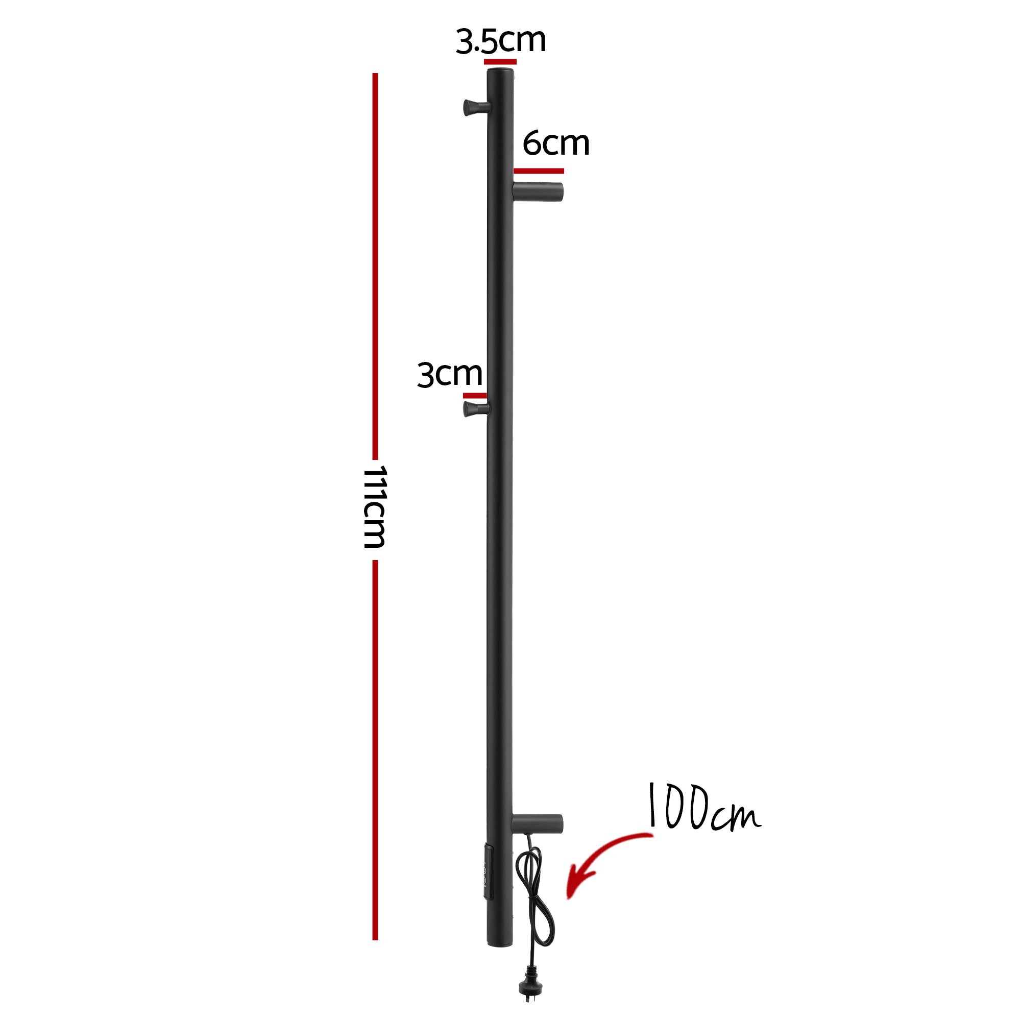 Devanti Heated Towel Rail with Timer Vertical Electric Heater Warmer Rack Black