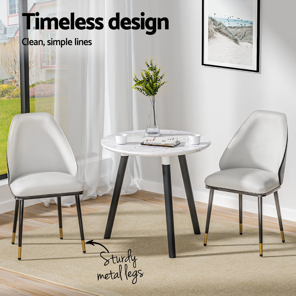 Artiss Dining Chairs Wooden Chair Kitchen Cafe Faux Leather Padded Seat Set Of 2