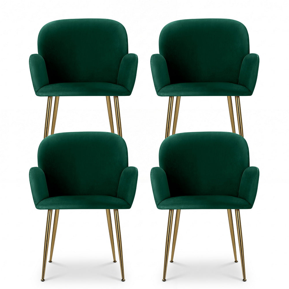Artiss Dining Chairs Set of 4 Velvet Armchair Green