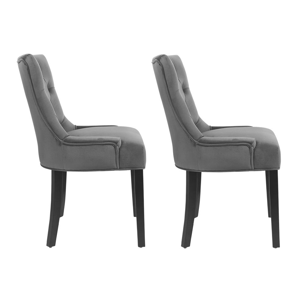 Artiss Dining Chair Set of 2 Velvet Grey French Cayes