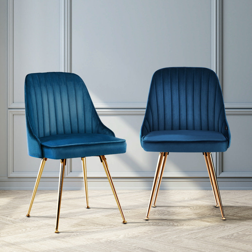 Artiss Dining Chairs Velvet Blue Set of 2 Nappa