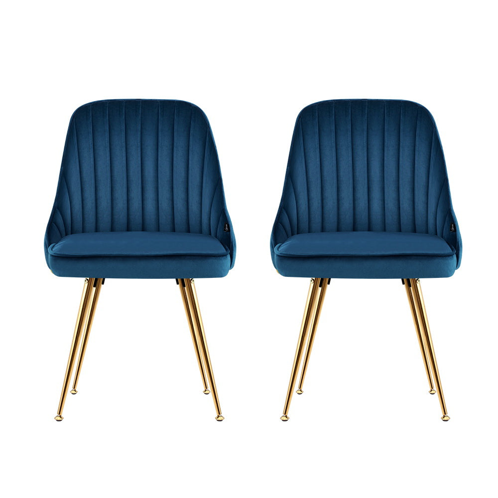 Artiss Dining Chairs Velvet Blue Set of 2 Nappa