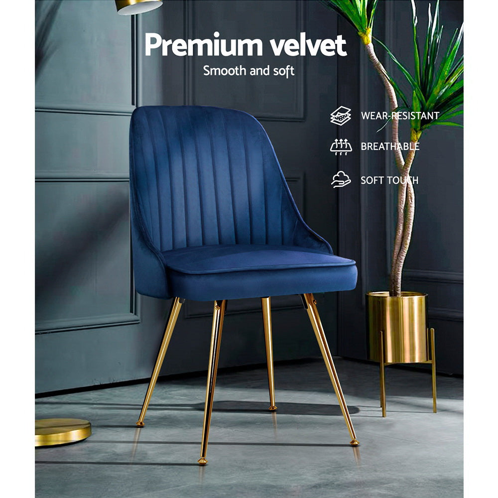 Artiss Dining Chairs Velvet Blue Set of 2 Nappa