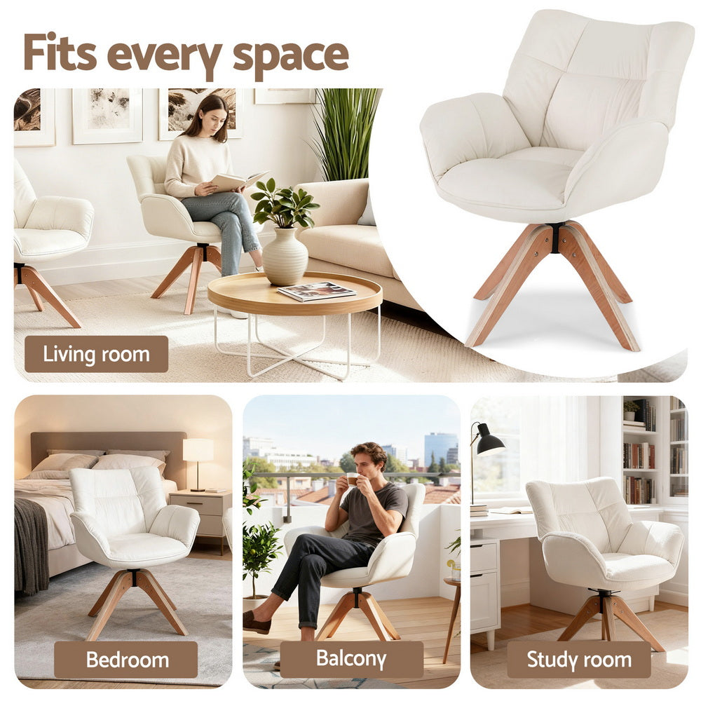 Artiss Swivel Chair Armchair Nursing Velvet White