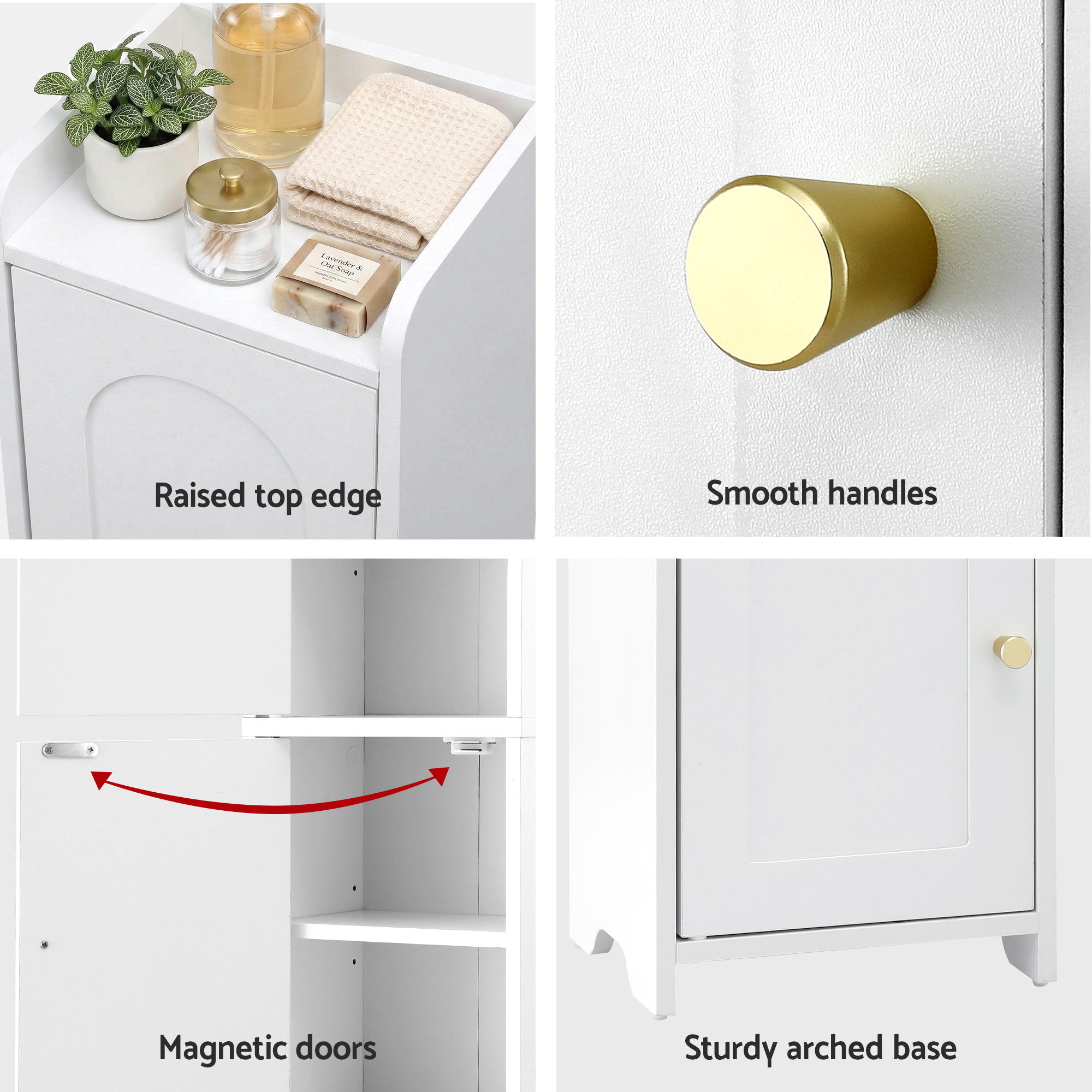 Artiss Bathroom Storage Cabinet 2-Tier Slim Toilet Organizer Adjustable White